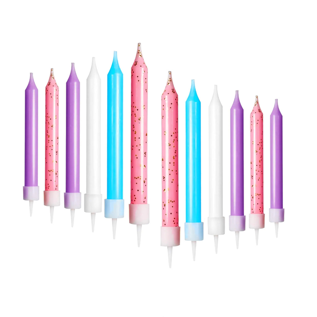 Las Velas Candles iNINGER Mermaid Themed Birthday Candles12 Pcs Purple Pink Themed Long Candles SetMermaid Birthday Cake Candle Mermaid Cake Toppers Birthday Party Supplies