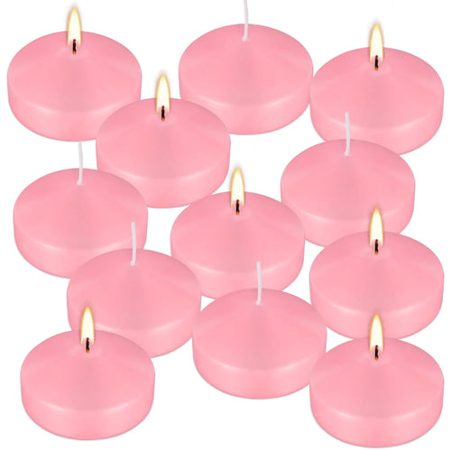 Las Velas Candles 12-Pack 3 Inch Pink Floating Candles - Romantic Decor for Valentines Day
